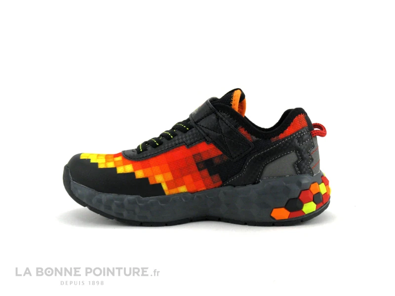 Skechers MEGA-CRAFT 402204 - Semelle Blocs - Basket Noir Rouge Jaune - Image 3