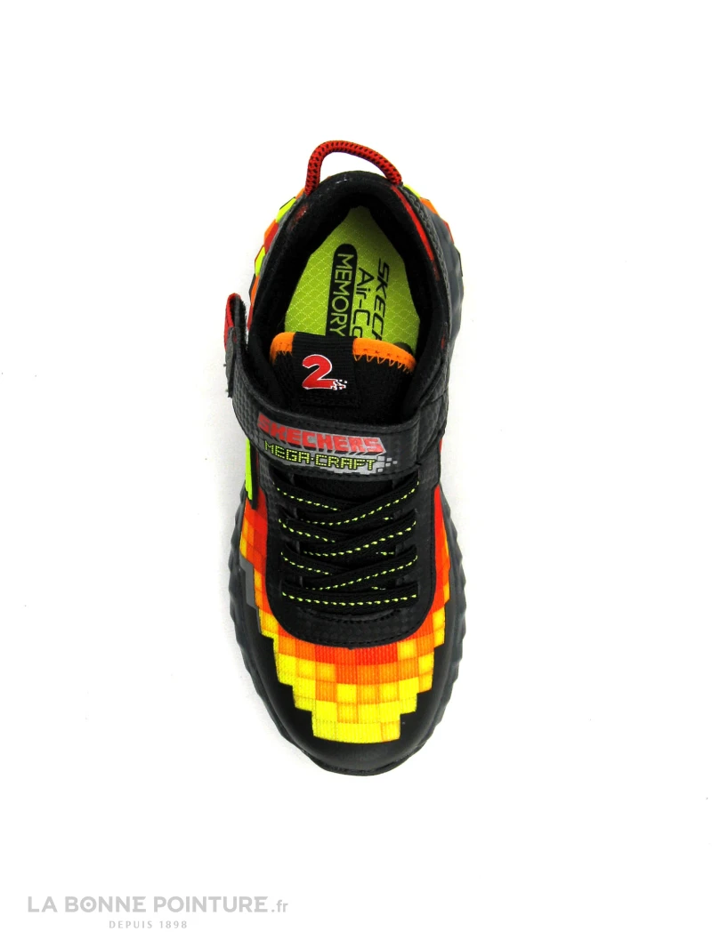 Skechers MEGA-CRAFT 402204 - Semelle Blocs - Basket Noir Rouge Jaune - Image 6