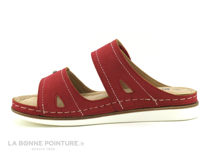 Morans BRIEC Rouge Fonce - Mule Femme Avec Bride Velcro - Image 3