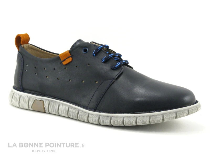 Brans 13366 Bleu Marine - Orange - Chaussure Derbi Homme