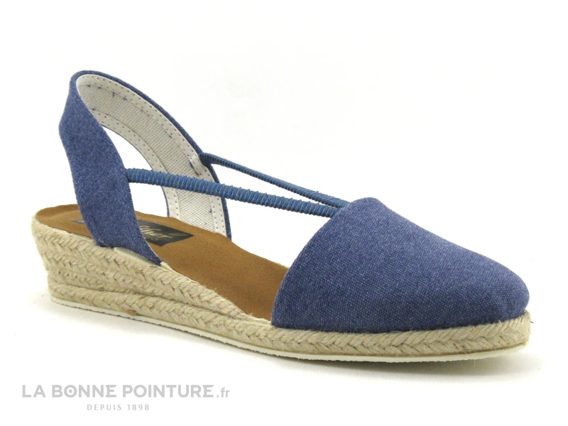 Ludiher 365 Marino - Espadrille Talon Compense - Toile Bleue