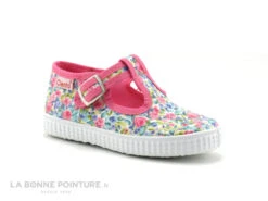 Cienta 51043 Fleuri Rose - Chaussure Toile Bebe Fille